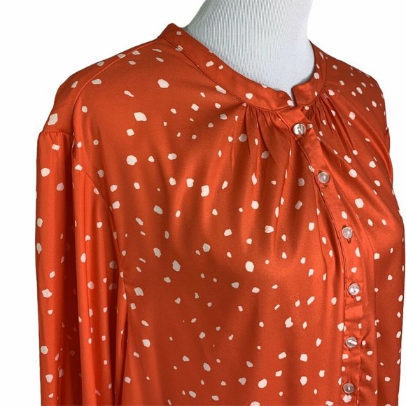 Tendency Red Long Sleeve Relaxed Fit Button Up Top - Picture 3 of 10